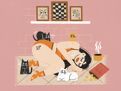 catlady. graphic design illustration procreate