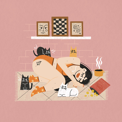 catlady. graphic design illustration procreate