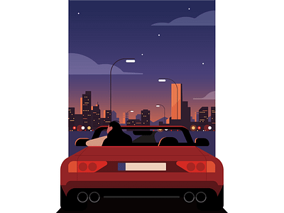 Sunset Drive color drive illustration sunset woman