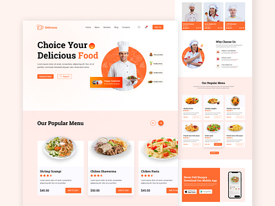 Delicious Food Landing Page clean delicious delicious food food food design landing page recipes restaurant simple ui uidesign ux website
