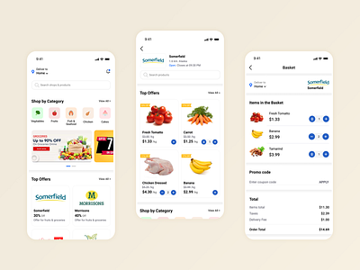 Groceries ToGo design illustration minimal mobile app mobile app design ui ux