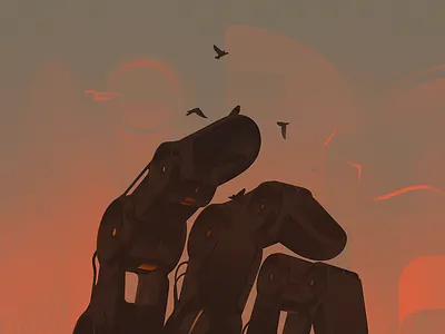 Faux Nostalgia art drawing future hand illustration noir retrofuture robot scifi