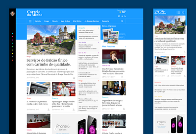 Correio do Minho home responsive site ui web