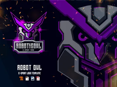 Robot Owl E-sport logo design template bird cyber design e sport esport game gaming graphic design illustration logo owl robot sport vector