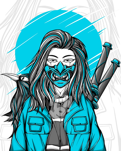 THE BLUE BEAUTY art character collection conceptart design drawing female graphic design illustration modern nft style