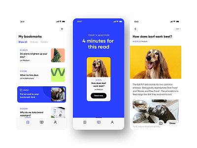 Bookmark App Concept app bookmarks concept design experience interface reading ui ux