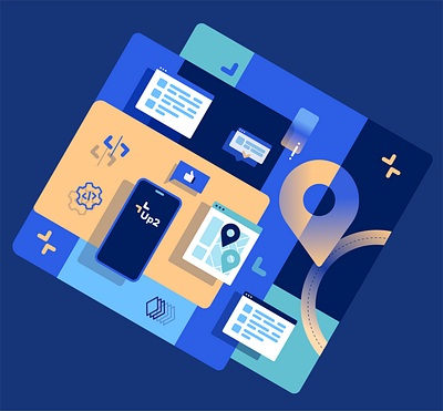 UI UX Isometric Software collage branding concept design graphic illustration ui ux vector web webdesign