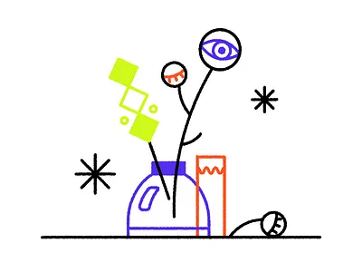 Waiting for spring. design eye flower icon illustration spring vase