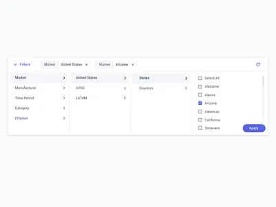 Dashboard Filter Component filters product design