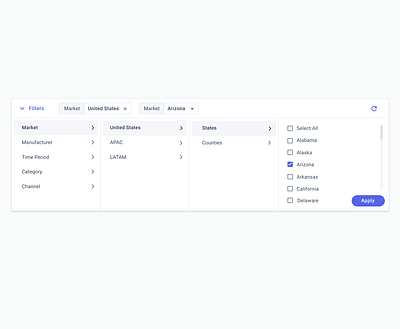Dashboard Filter Component filters product design