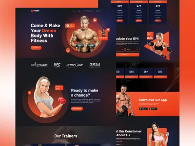 Gym landing page app branding design dribbble figma fitness graphicdesign gym gym landing page illustration landing page ui uidesigner uiux userexperience userinterface website wesitedesign