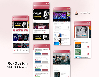 Re-Design Vidio Mobile Apps mobile apps mockup ui ui design uiux user interface