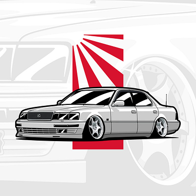 Lexus LS400 art automobile automotive car carart cardrawing design drawing driving illustrated illustration japan jdm lexus logo ls400 stance tuned vector vectorart
