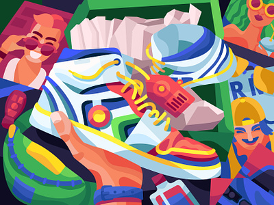 New sneakers colorful flat gift graphic design illustration new sneakers out boxing nike outboxing painting pbn puzzle sneakerheads sneakers sneakers illustration sneakers shop sneakers vector vector