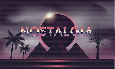 Nostalgia. 1980's logo design. 1980s 80s cyberpunk design eclipse glow illustration logo logotype moon neon nostalgia pyramide retro retrowave solar synthwave vaporwave vector