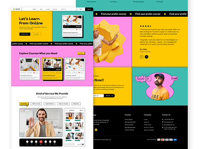 E-Learning Platform Landing Page card clean course design e learning education education website landing page landingpage learning online online class online course study teaching tutor ui ui design uiux website