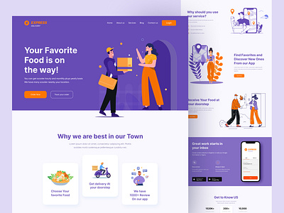 Delivery Landing page creative food delivery food delivery application food delivery service food webstie illustration landing parcel restaurant app restaurant website ui user interface