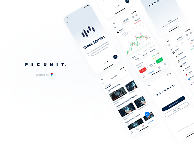 Pecunit | Case study market finance app app button case study design design system education finance graphic design invest lesson market mobile pecunit product design prototype stock typography ui ux wireframe