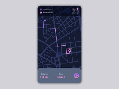 Daily UI #019 - Location Tracker app challenge daily ui dark mode design gps gradient graphic design location map phone tracker ui ux vector