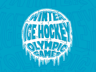 Winter Olympic Lettering: Ice Hockey badge circle logo font graphic design hand drawn logo hockey logo ice logo lettering olympics typography vector weekly warm up winter logo