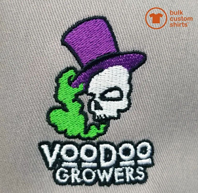 Custom Embroidery Detail american made branding bulk custom shirts custom apparel design embroider illustration logo