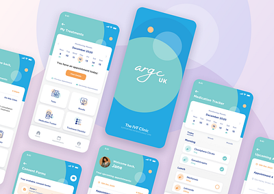 Patient App Concept for a Fertility Clinic blue branding clinic doctor fertility green medical mint patient product design ui