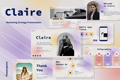 Claire Powerpoint Presentation Template app branding design graphic design icon illustration typography ui ux