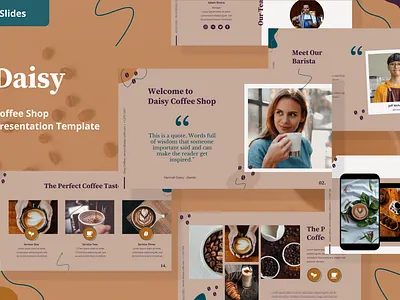 Daisy Coffee Shop Presentation Template app branding design graphic design illustration presentation template typography ui ux