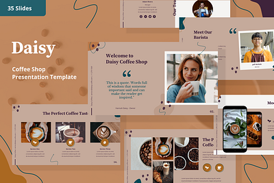 Daisy Coffee Shop Presentation Template app branding design graphic design illustration presentation template typography ui ux