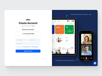 Signup Page - Social Media Scheduling Tool form google signup linkedin signup product design signup trial