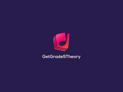Logo design for a music theory startup. blue book brand branding creative dark design grade graphic illustration logo mark minima minimal modern music note pink song theory