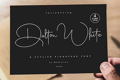 (Free Font) Dalton White a Stylish Signature Font​​​​​​​ branding calligraphy classic design free freefont handwritten illustration logo script signature typography watermark