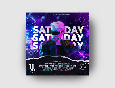 Night Party Flyer Template banner celebration cover dance design dj flyer instagram post invitation live live music music night party performance show