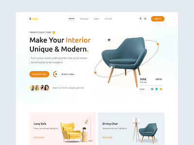 Chair - Furniture Hero Section chair creative landing design figma furniture landing furniture landing page website hero section interior design landing page ui ui ux unique landing web design website