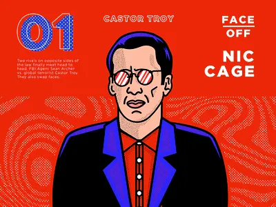 Nicolas Cage adobe ai art colorscheme design faceoff halftone illustration illustrator niccage nicolascage vector vectorart
