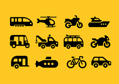 Vehicle & Transportation Icons car icon icon set illustration logo mass motorcycle set solid train transportation vehicle