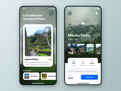 Travel App app design minimal photo tourism tours travel app trip ui