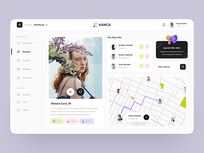 Kanca - Make a Friend Dashboard clean clean design connection dashboard friends make a friend relations ui ui design uiux