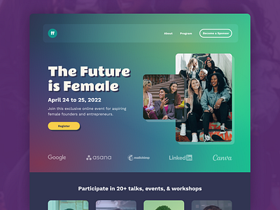 Online Event Landing Page blue dailyui event gradient green landing page ui design web website