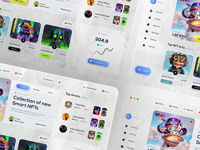 NFTs Dashboard Exploration art bitcoin blockchain cards io clean components crypto cryptoart cryptocurrency dashboard dotpixel agency illustration marketplace mobile app design nft nft dashboard nfts mobile app shopping app social app ui design