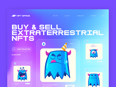 NFT SPACE - NFT Landing Page bitcoin buy and sell crypto cryptocurrency eth landing page nft nft marketplace nfts space ui ux web3 website website design