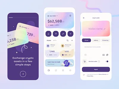 Crypto wallet - Mobile app app app design bitcoin blockchain crypto crypto currency cryptocurrency mobile app mobile app design mobile design mobile ui wallet