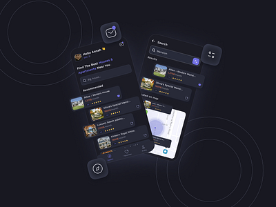 House Listing App Dark Mode UI UX Design appdesign darkui design figma mobileapp modernui ui userexperience userinterface ux