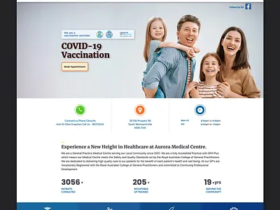 Aurora Medical Centre Website branding covid 19 design doctors heathcare medical medical centre ui vaccination webdesign website