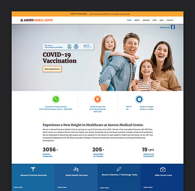 Aurora Medical Centre Website branding covid 19 design doctors heathcare medical medical centre ui vaccination webdesign website