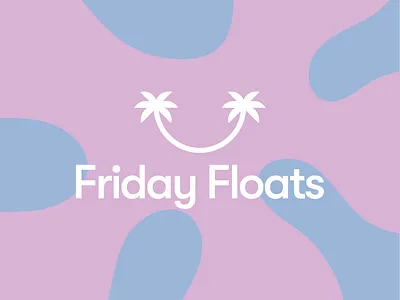 Friday Floats Branding 🌴 🌈 🏖️ branding emblem fun happy logo natural palm palm tree smile surf travel tropical vacation