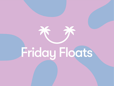 Friday Floats Branding 🌴 🌈 🏖️ branding emblem fun happy logo natural palm palm tree smile surf travel tropical vacation