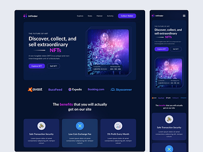 NFT Landing Page 3d animation branding design graphic design logo nft nft landing page nft marketplace nft web nft website nft world ui ui design user interface design ux design web design website design