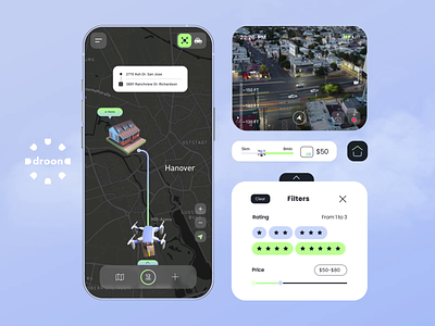 UI Elements | Droon animation collage delivery design desire agency drone drone delivery drones elements goods delivery gps graphic design location motion motion graphics streaming ui ui elements user interface video
