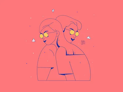 Sweetheart characters design drawing glasses illustration lovers pink the 14th of february valentines day